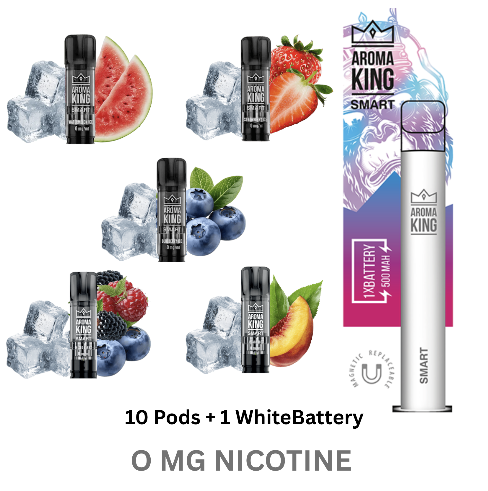 Big Smart Multipack 10 Pods nikotinfrei (0mg) + Batterie Weiss 