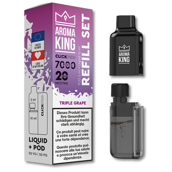 Aroma King CLICKPRO AIO NACHFÜLLSET – Grape (Pod + Liquid) 🍇