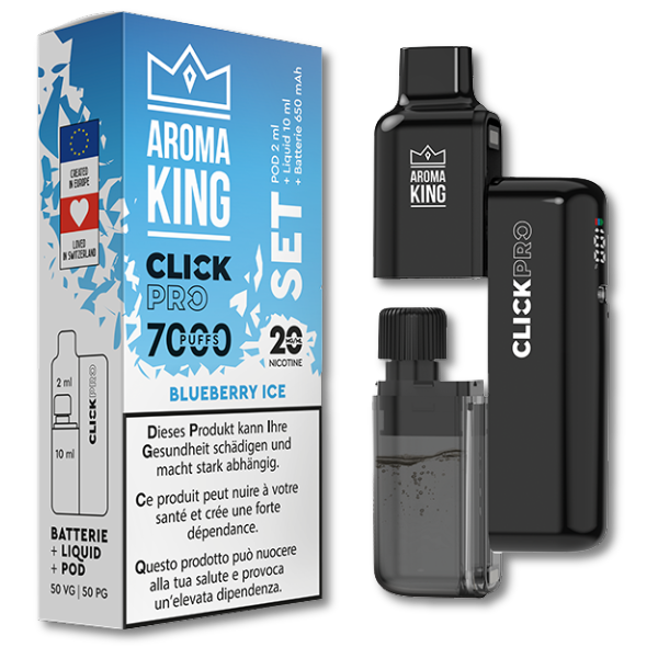 Aroma King CLICKPRO AIO SET – Blueberry Ice (inkl. Akku, Pod + Liquid)