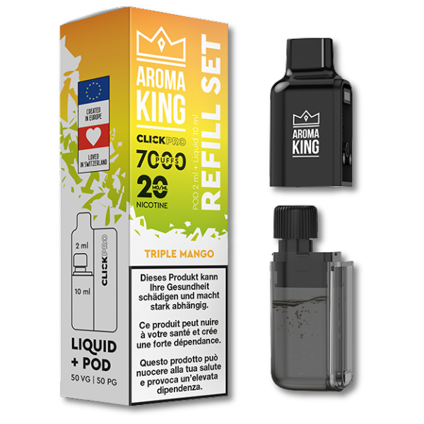 Aroma King CLICKPRO AIO NACHFÜLLSET – Triple Mango (Pod + Liquid) 🥭