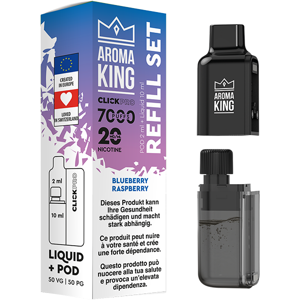Aroma King CLICKPRO AIO NACHFÜLLSET – Blueberry Raspberry (Pod + Liquid)