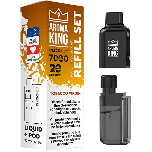 Aroma King CLICKPRO AIO NACHFÜLLSET – Tobacco Virgin (Pod + Liquid) 