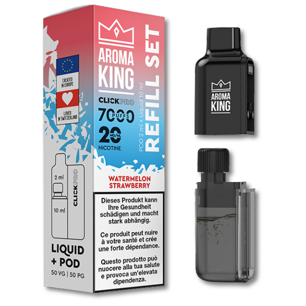Aroma King CLICKPRO AIO NACHFÜLLSET – Watermelon Strawberry (Pod + Liquid) 🍓🍉